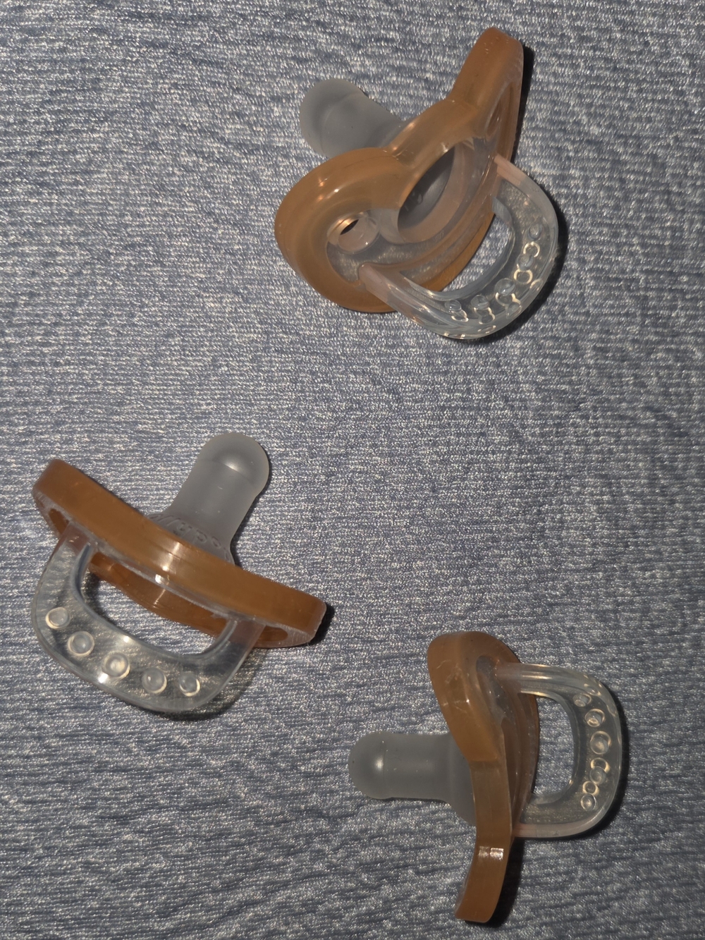 (3) Jollypop Neutral Orange Silicone Baby Pacifiers Binkies 0-3 Months